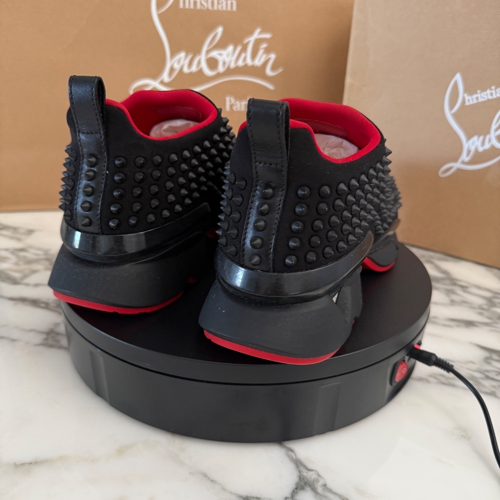 Christian Louboutin 1190270 Men's Black Spike-Sock Flat Neoprene, sizes - Picture 7 of 15